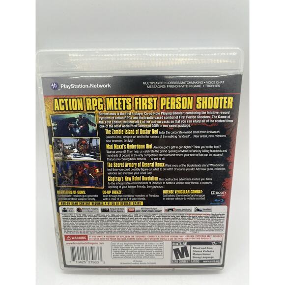 Borderlands: Game of the Year Edition Playstation 3 Complete W/ Poster - TESTED - Picture 3 of 8